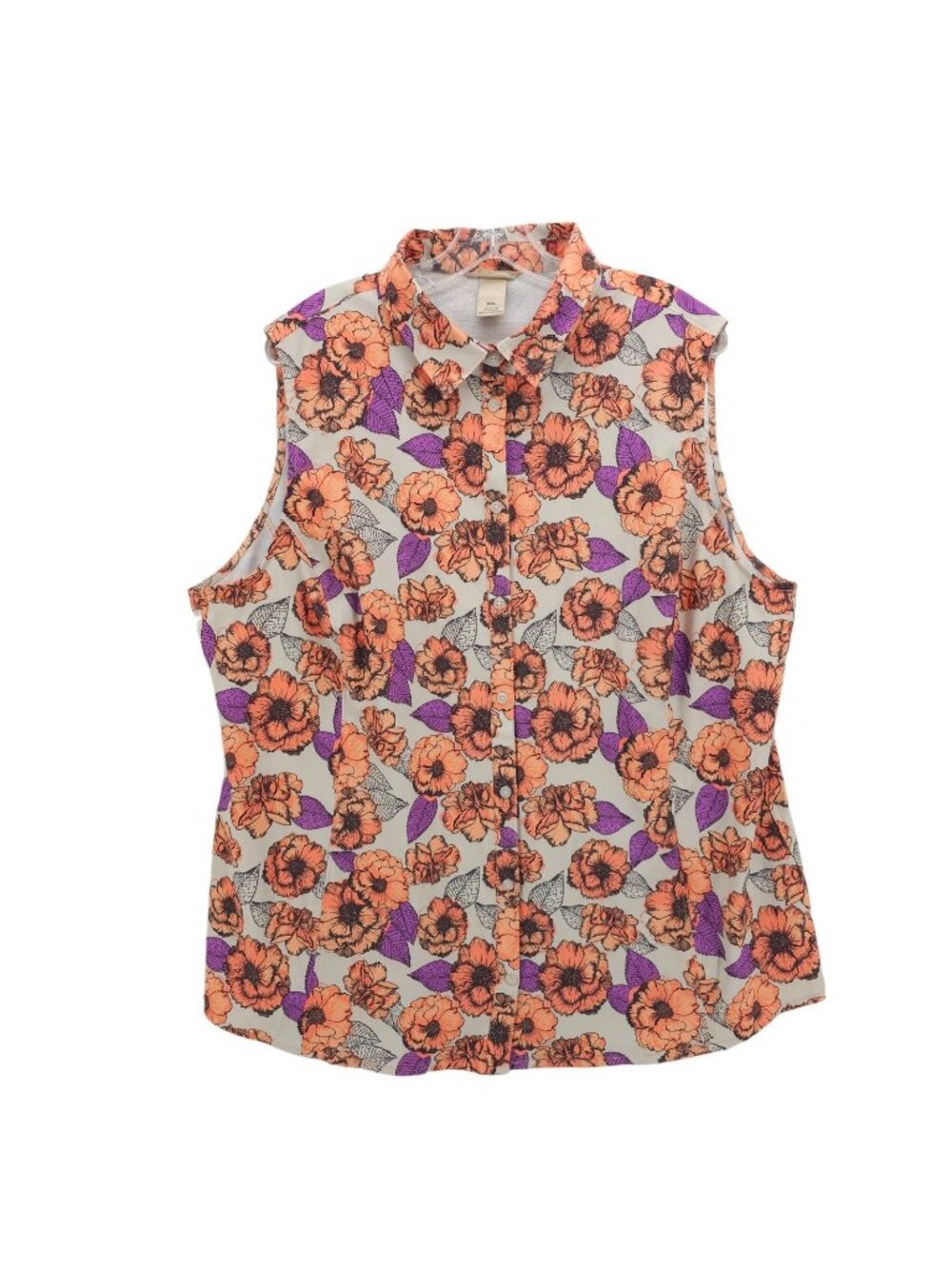DULUTH TRADING  Sleeveless Sidewinder Gardening Shirt Floral Print Size XXL